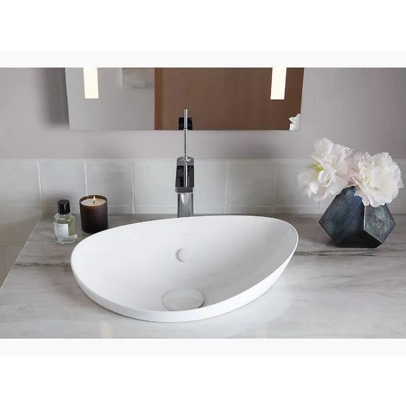 Veil 14.06" x 21.13" x 8.06" Fireclay Vessel Bathroom Sink in White with Overflow