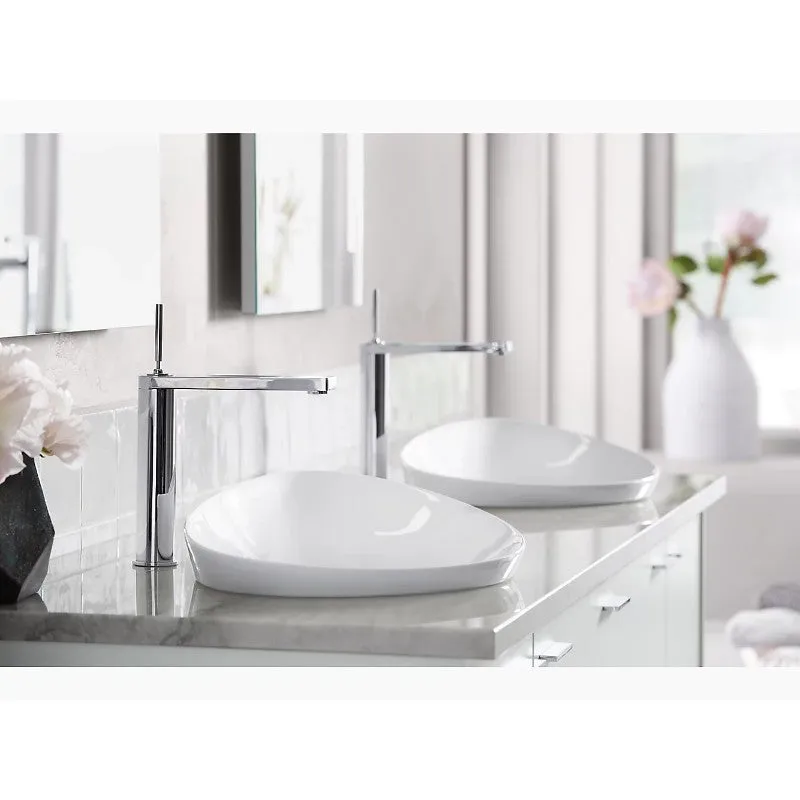 Veil 14.06" x 21.13" x 8.06" Fireclay Vessel Bathroom Sink in White with Overflow