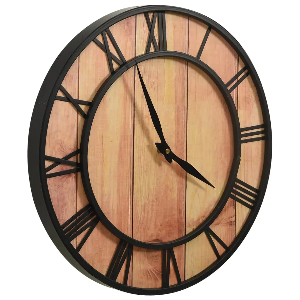 Wall Clock 39 cm Brown and Black MDF and Iron