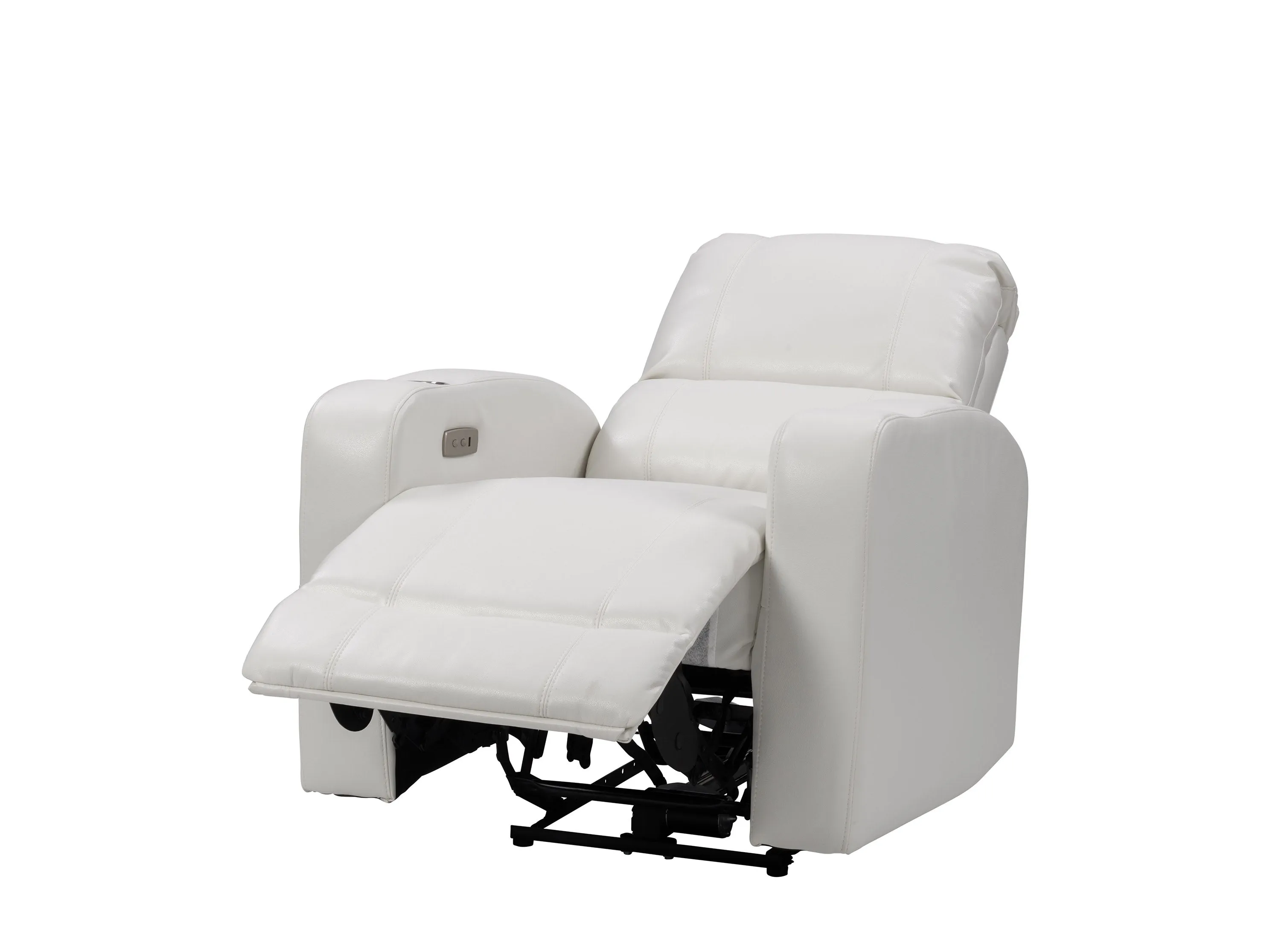 White Power Recliner with Cup Holder