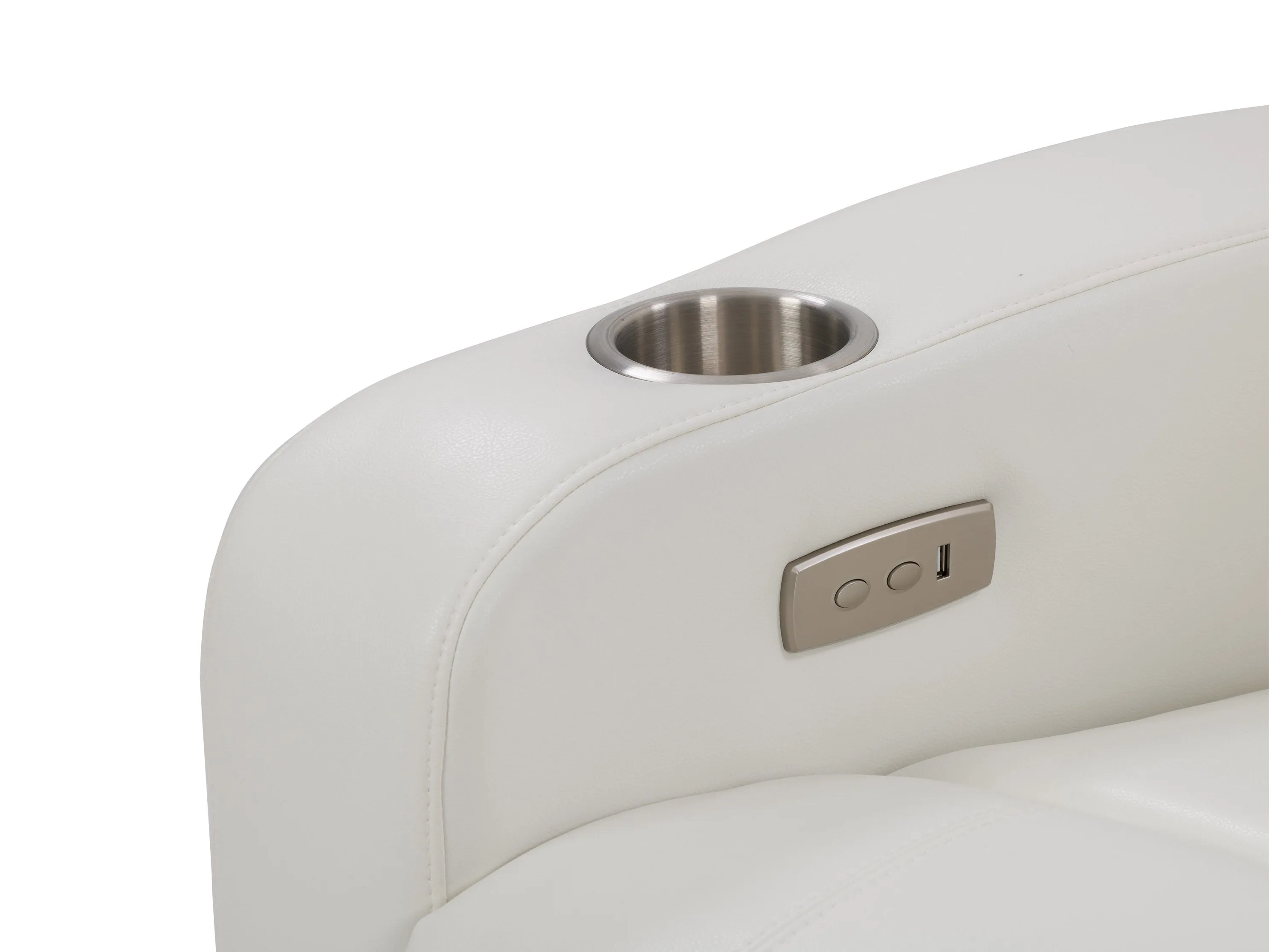 White Power Recliner with Cup Holder