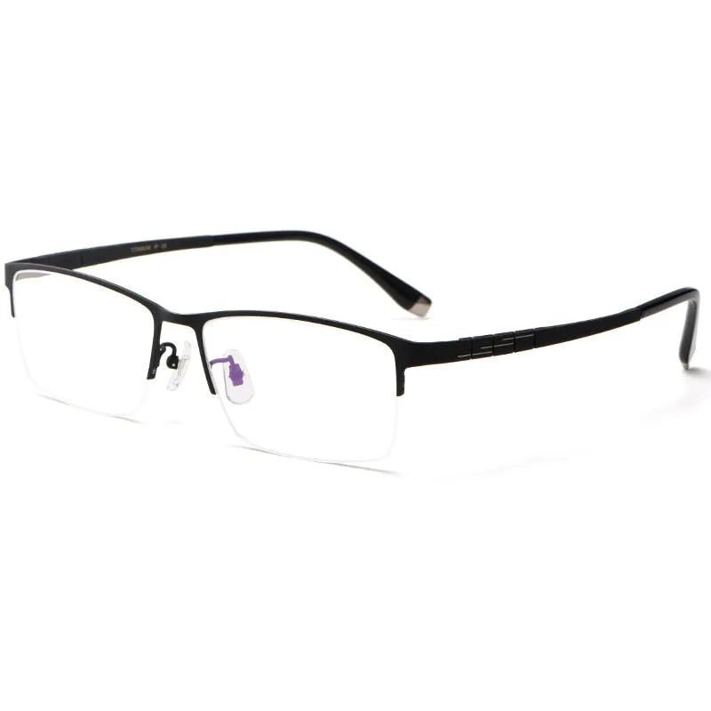 Yimaruili Men's Semi Rim Titanium Rectangular Frame Eyeglasses HT0186