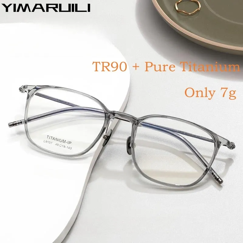 Yimaruili Unisex Full Rim Square Tr 90 Titanium Eyeglasses L9107